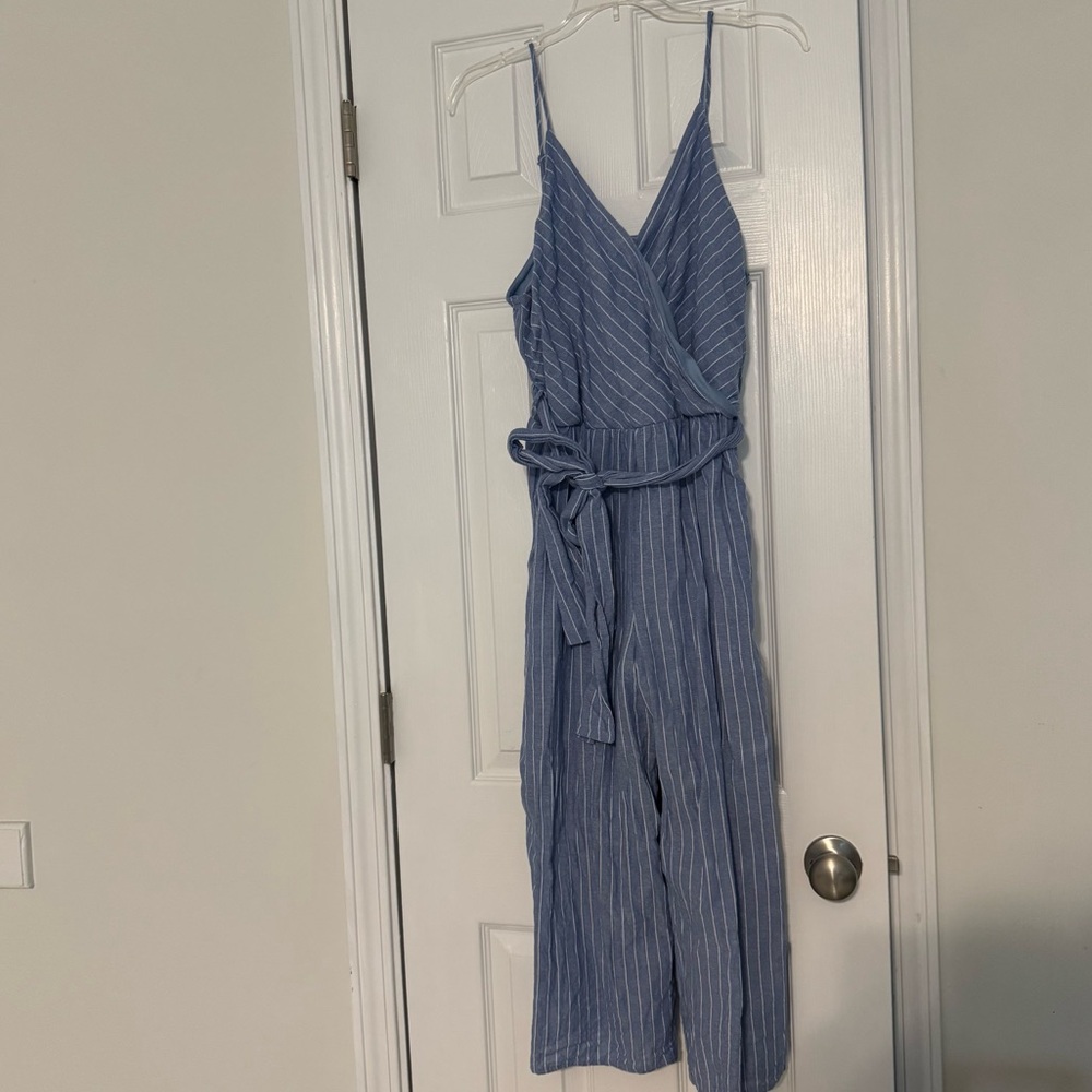 Sienna Sky Blue‎ And White Striped Wide Leg Jumpsuit